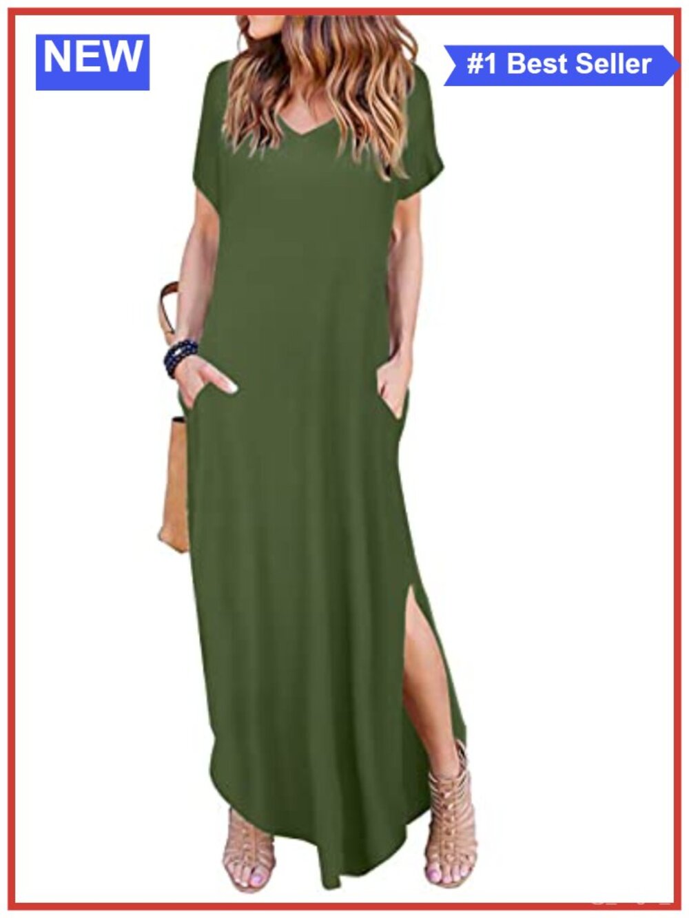 Women Summer Maxi Dress V Neck Short Sleeve Loose Beach Vacation Sundress